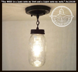 Mason Jar Ceiling LIGHT With Chain & NEW Quart