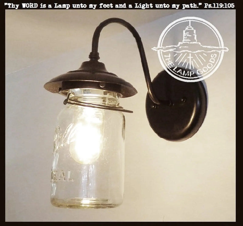 Vintage mason jar outdoor wall sconce light
