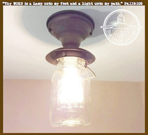 Mason Jar Outdoor Exterior Porch Ceiling Light with Vintage Jar - The Lamp Goods