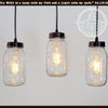 Mason Jar CHANDELIER Pendant Trio, rectangular design, with new quart-sized jars & dark bronze accents.
