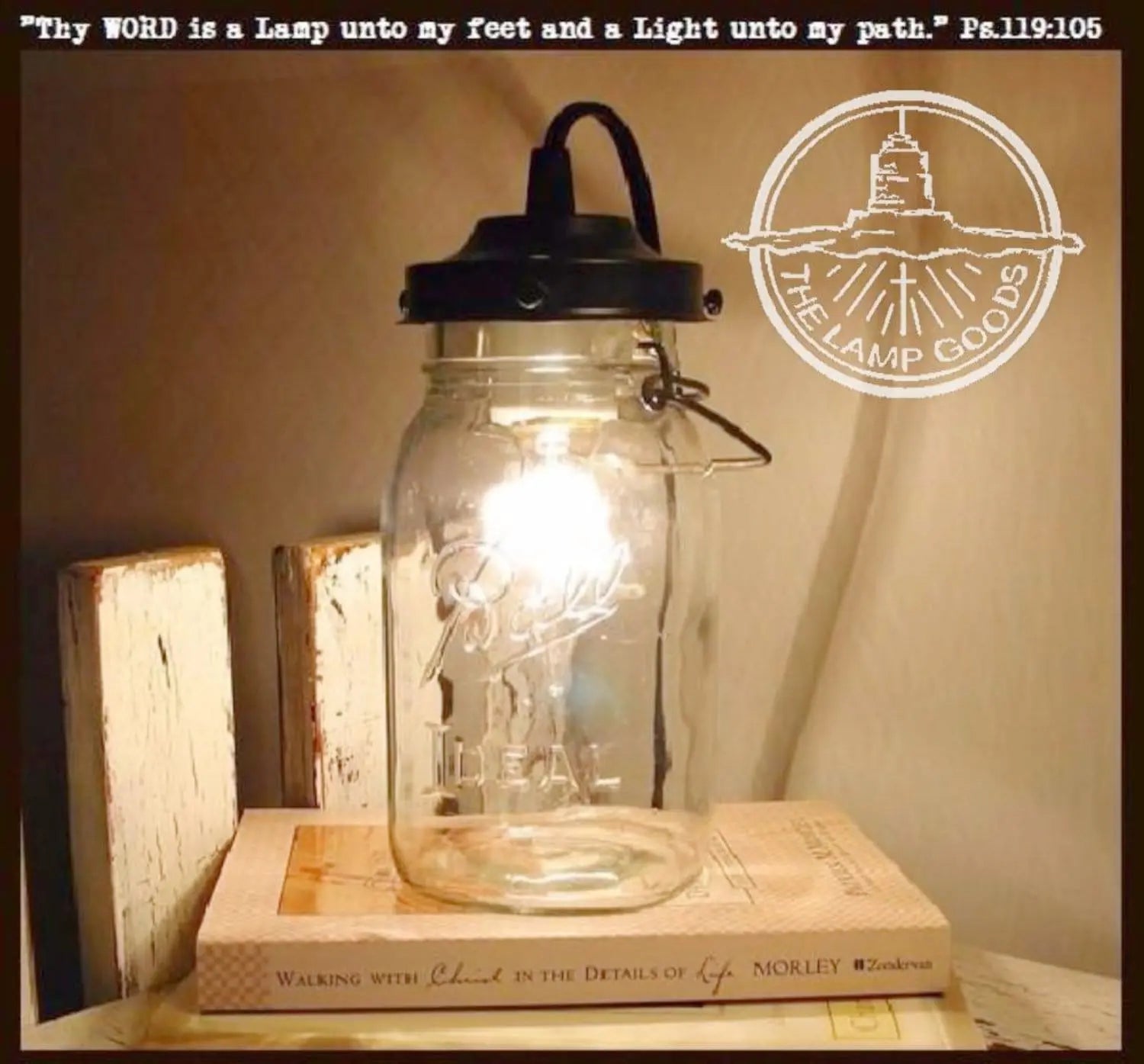 Mason Jar LAMP TABLE - Vintage Quart Jar - The Lamp Goods