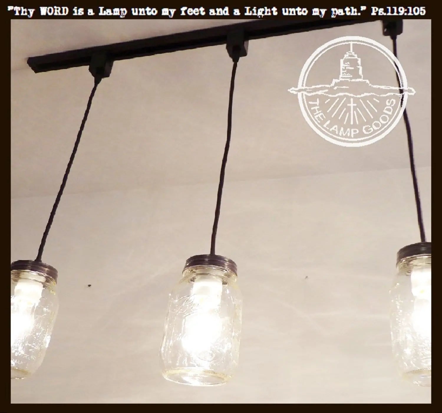 Mason jar track lighting pendant, single quart, farmhouse style, 3-light fixture
