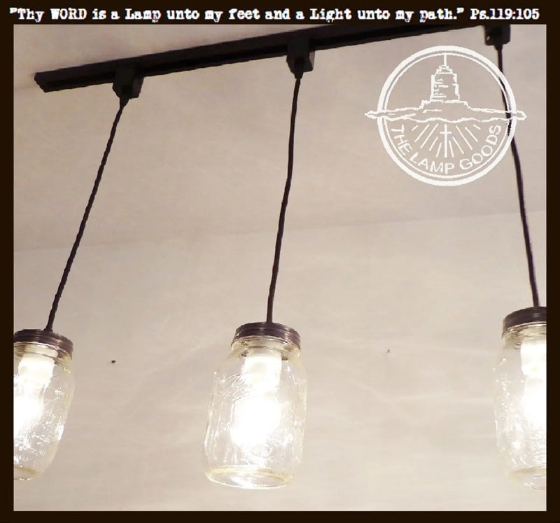 Mason jar track lighting pendant, single quart, farmhouse style, 3-light fixture
