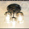 Vintage Mason Jar Pint Chain Trio Light Fixture

