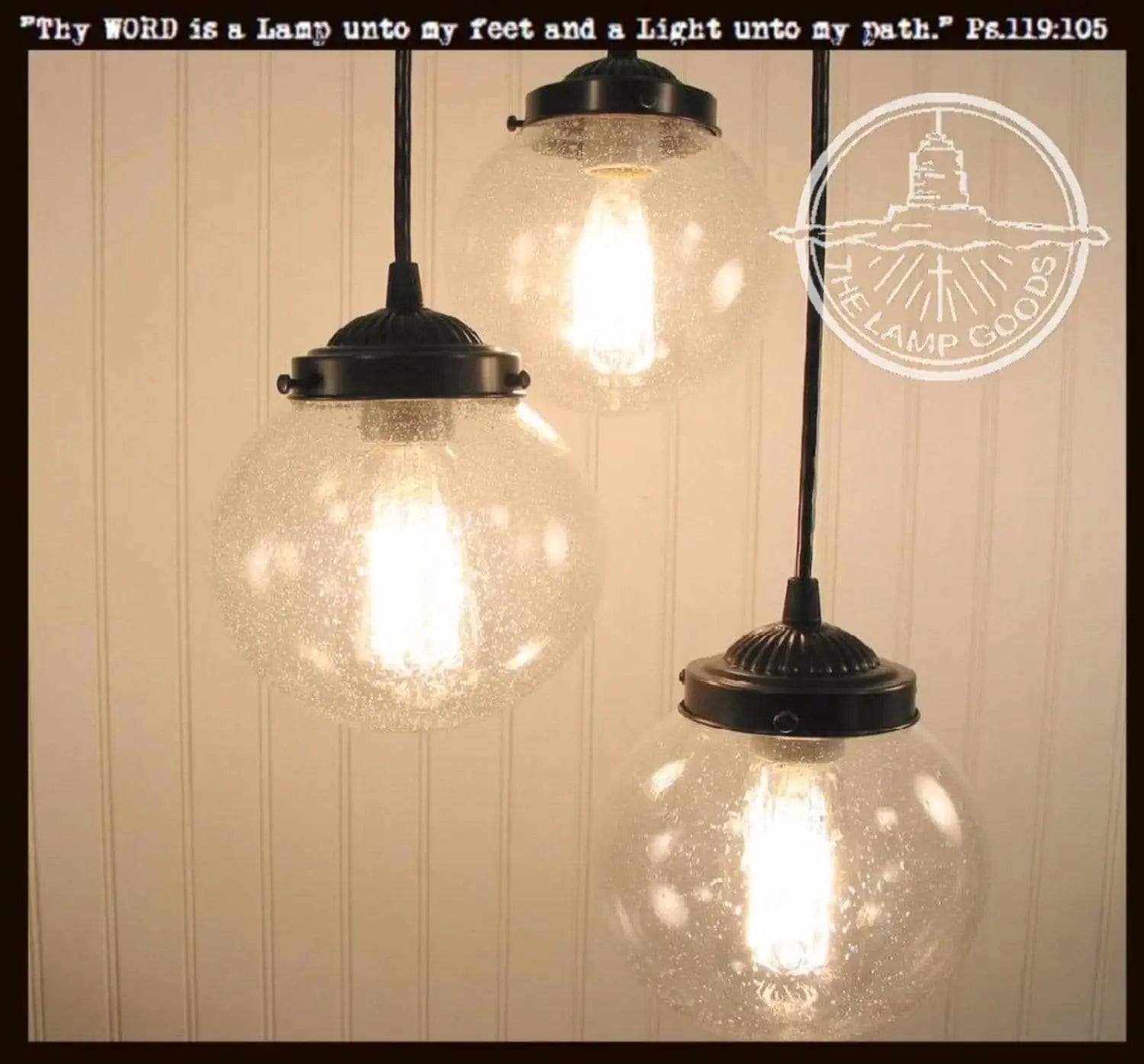 Seeded Glass Chandelier Light Pendant Trio and Hanging Fixture Rubbed Bronze