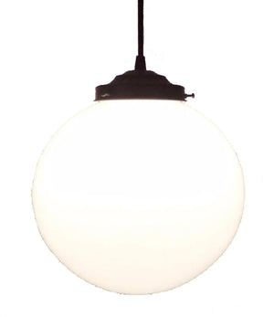 Milk Glass Large Globe Pendant Light 10" The Lamp Goods