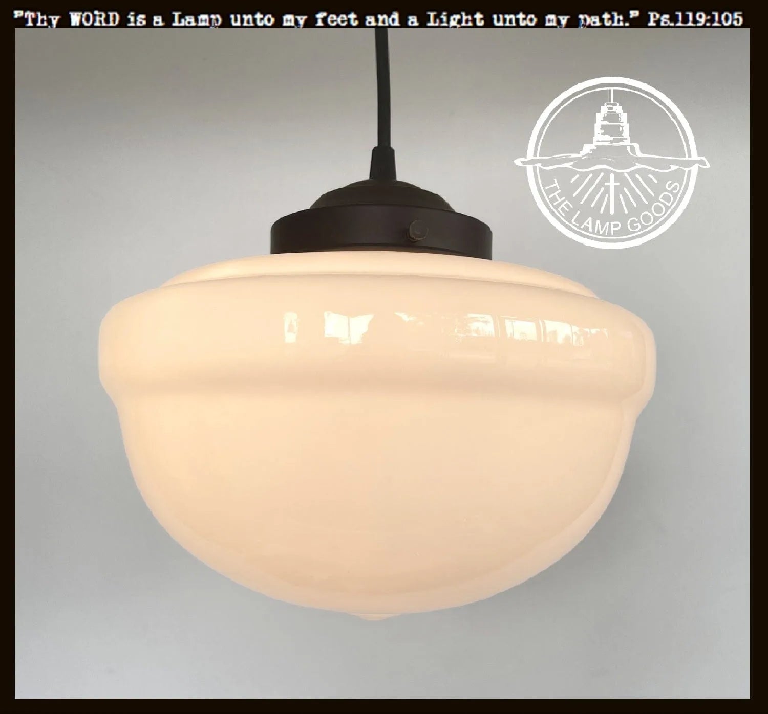 Acorn Milk Glass Pendant Light, creamy white glass shade with dark bronze fitting.
