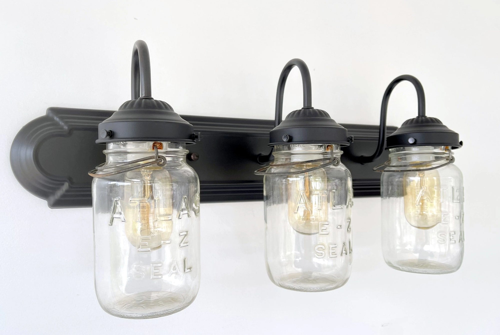 Mason Jar Light Fixture Vintage Atlas Quart Trio The Lamp Goods