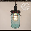 Vintage BLUE Mason Jar PENDANT Light with Exposed Socket The Lamp Goods