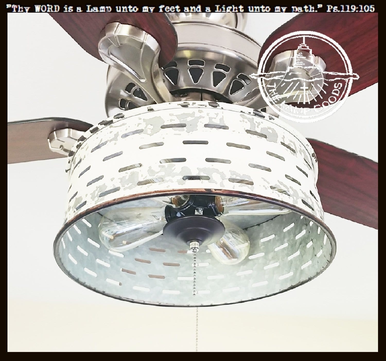 Rustic Galvanized Farmhouse Flush Mount Ceiling Fan Light Kit The Lamp Goods