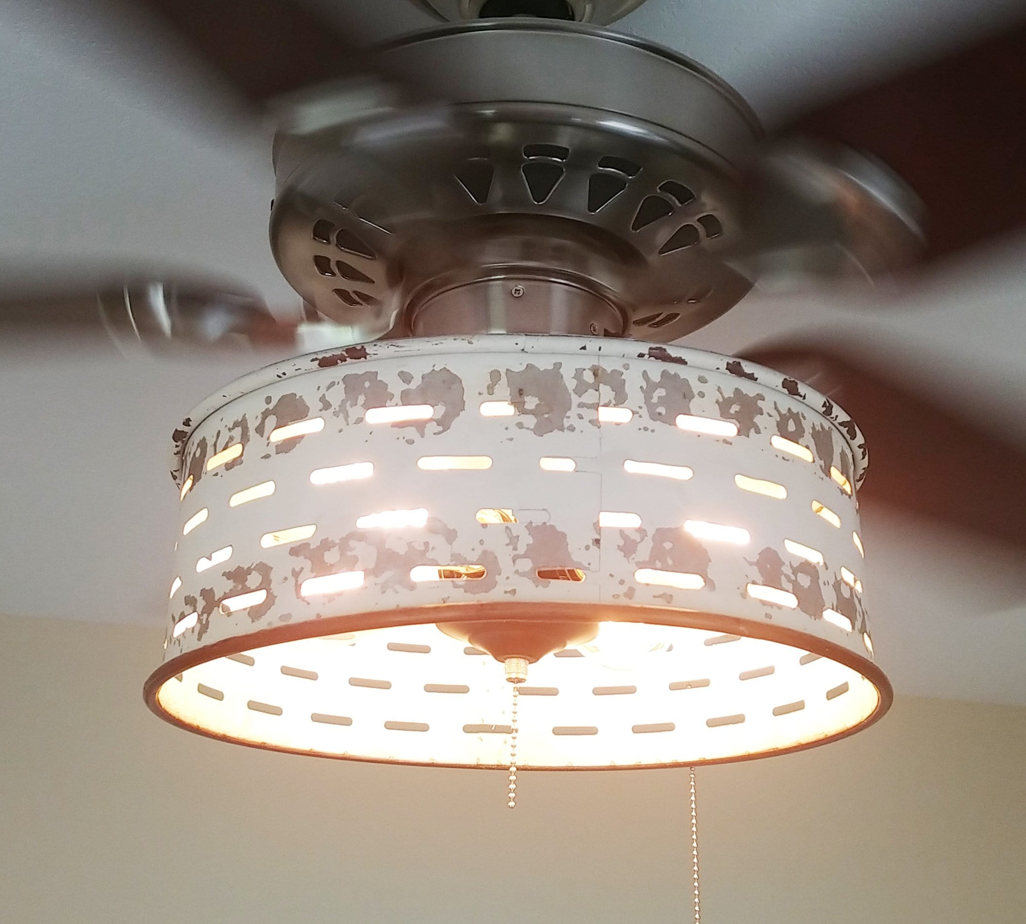 Rustic Ceiling Fan Of Drum Shade Light