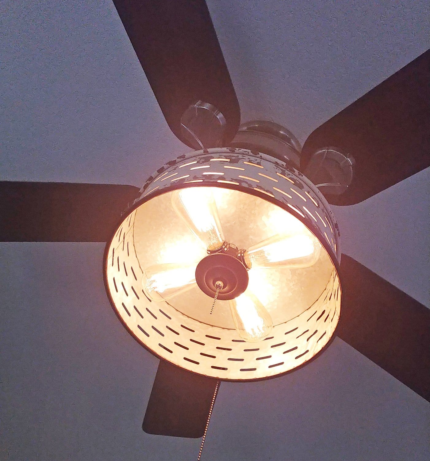 Rustic Galvanized Farmhouse Flush Mount Ceiling Fan Light Kit The Lamp Goods