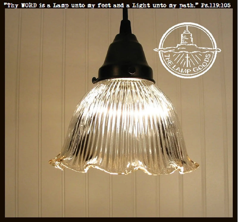 Vintage Glass "Dome' Holophane PENDANT Light The Lamp Goods