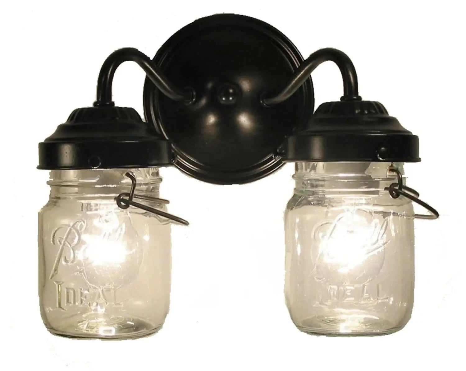Canning Jar WALL LIGHT Double Vintage Pints - The Lamp Goods
