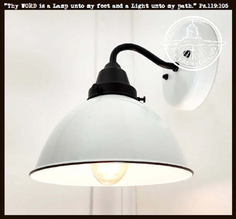 White Enamel Wall SCONCE Farmhouse Lighting The Lamp Goods