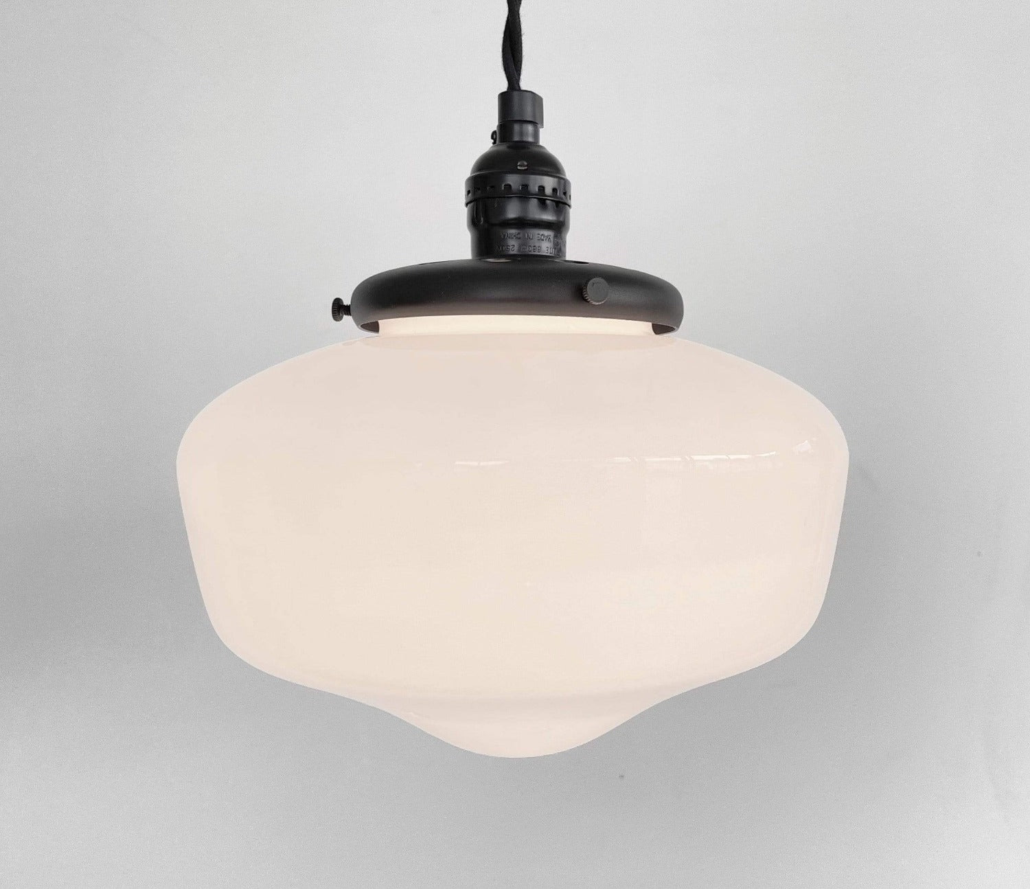 Milk Glass 'Heritage' Pendant Light With Exposed Socket The Lamp Goods