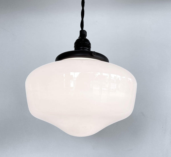 Milk glass schoolhouse pendant light on sale