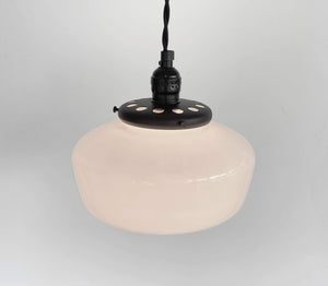 Milk Glass 'Heritage' Pendant Light With Exposed Socket The Lamp Goods