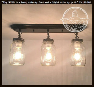 Mason Jar LIGHT FIXTURE Rectangular Chain Trio The Lamp Goods