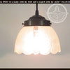 Antique Frost & Clear Scallop Pendant Light, featuring a vintage design and ornate glass shade.
