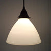 Milk glass petite waffle pendant light fixture with black metal shade
