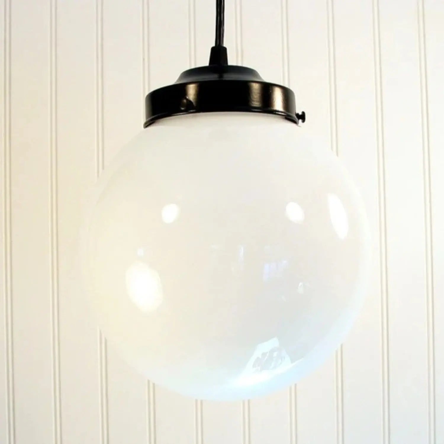 Winterport. Milk Glass PENDANT Light Large Globe - The Lamp Goods