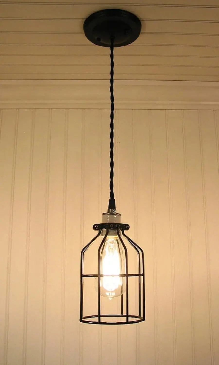 Industrial Cage Pendant Light with Edison Bulb - The Lamp Goods