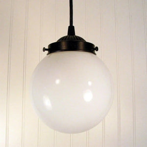 Winterport II. Milk Glass PENDANT Lighting Fixture - The Lamp Goods