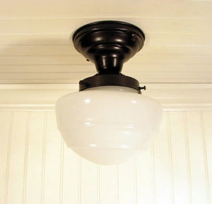 Milk Glass Ceiling Light Fixture Mushroom Style - The Lamp Goods