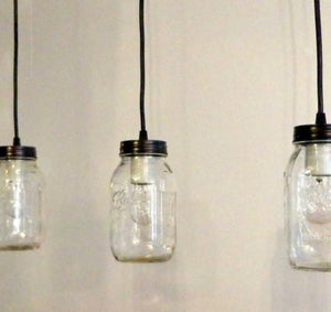 Mason Jar Track Lighting PENDANT Trio New Quart - The Lamp Goods