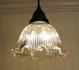 Vintage Glass "Dome' Holophane PENDANT Light The Lamp Goods