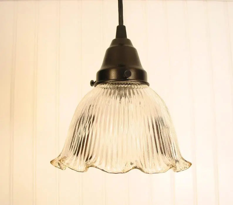 Vintage Glass "Dome' Holophane PENDANT Light The Lamp Goods