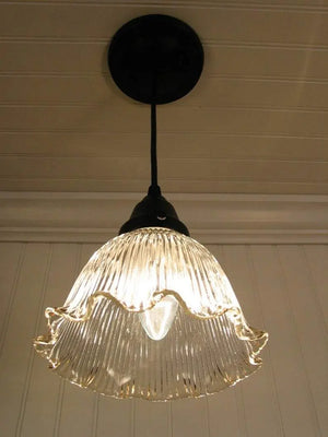 Vintage Glass "Dome' Holophane PENDANT Light The Lamp Goods