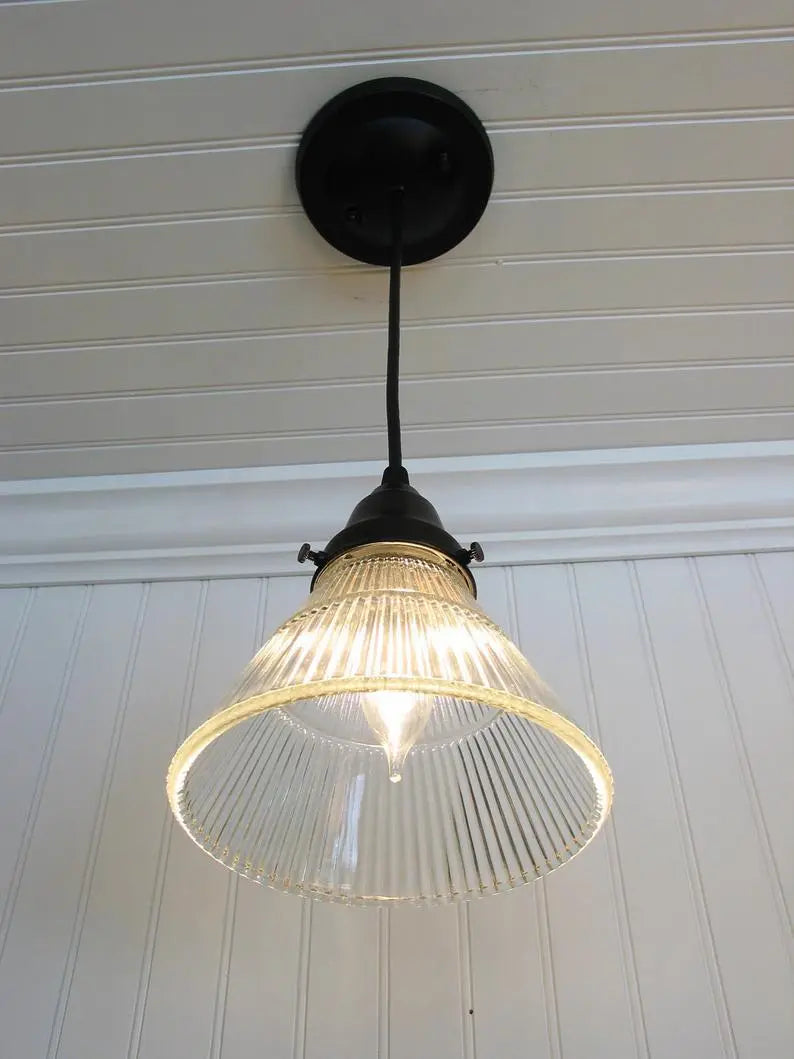 Vintage Holophane Glass Pendant Light The Lamp Goods