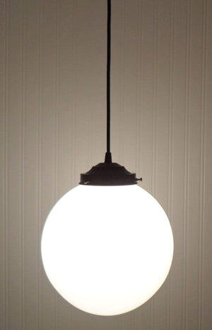 Modern Milk Glass PENDANT Light -14" Globe The Lamp Goods