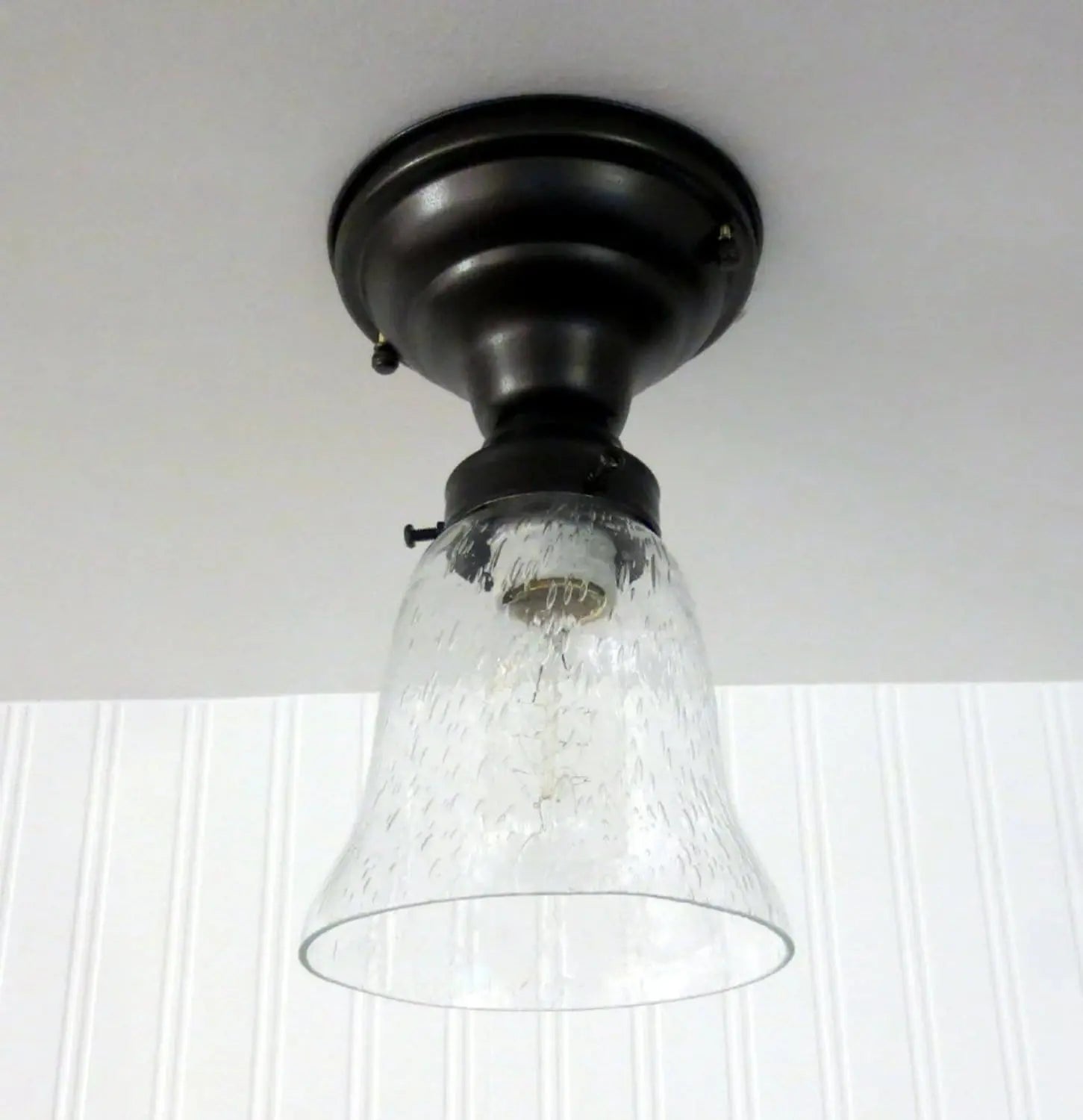 Kellie II. Seeded Glass Semi Flush Lighting - The Lamp Goods