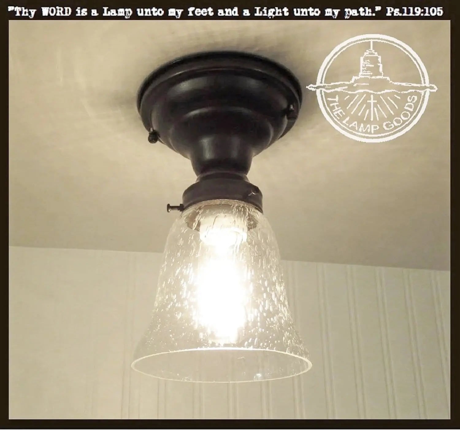 Seeded glass flush mount ceiling light top