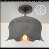 Large Lotus Galvanized Metal Ceiling Light fixture with gold accents from The Lamp Goods.
