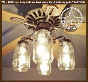 Rustic Mason Jar Ceiling Fan Light KIT ONLY With Vintage Pints Farmhouse  Lighting Fixture Chandelier Pendant Flush Mount Track 