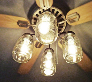Mason Jar Ceiling Fan Light Kit New Quart Jars - The Lamp Goods