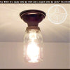 Mason jar ceiling light fixture from The Lamp Goods; rustic, vintage style.
