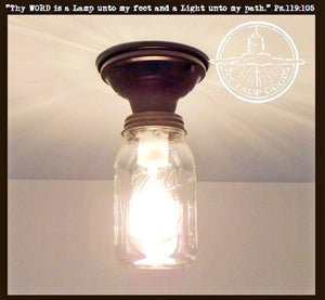 Mason Jar Ceiling LIGHT New Quart Single - The Lamp Goods
