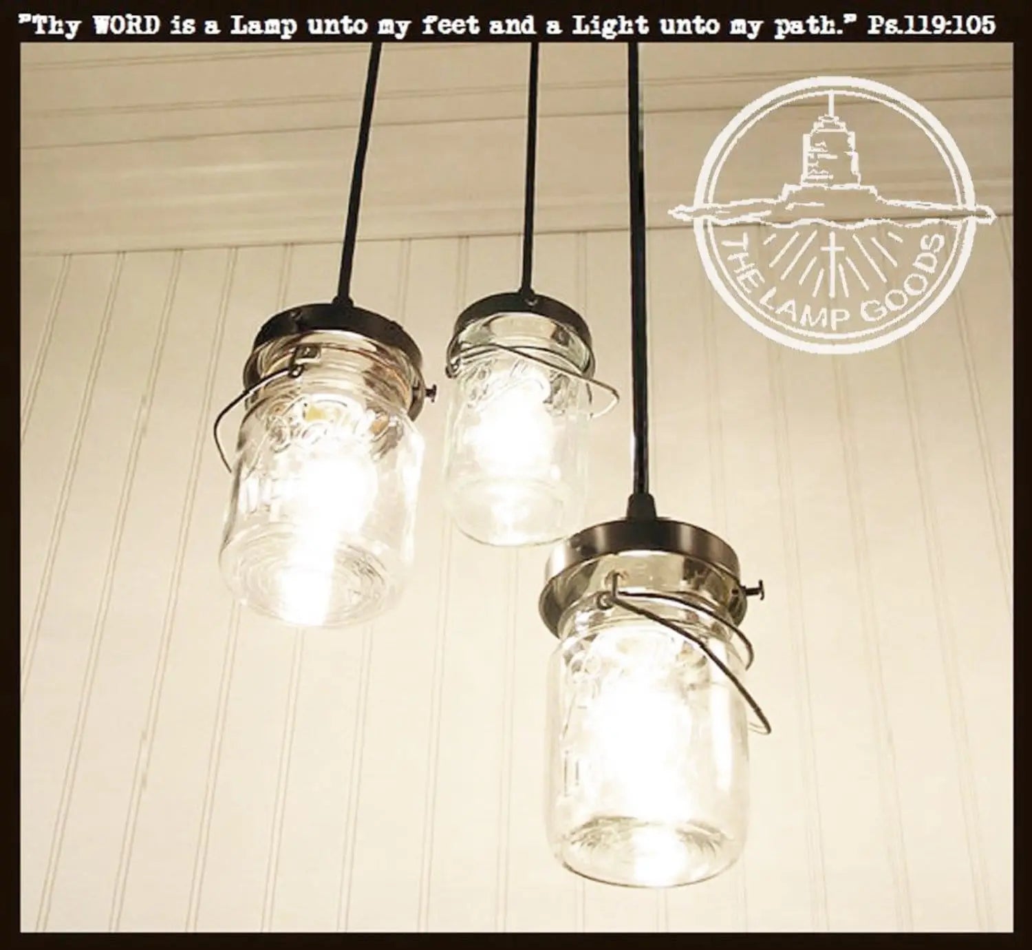 Mason Jar 3-Light Fixture Chandelier - Vintage Pints - The Lamp Goods