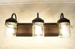 Mason Jar VANITY Light Fixture - Vintage Pint - The Lamp Goods