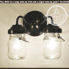 Mason Jar WALL LIGHT double sconce with black metal accents.
