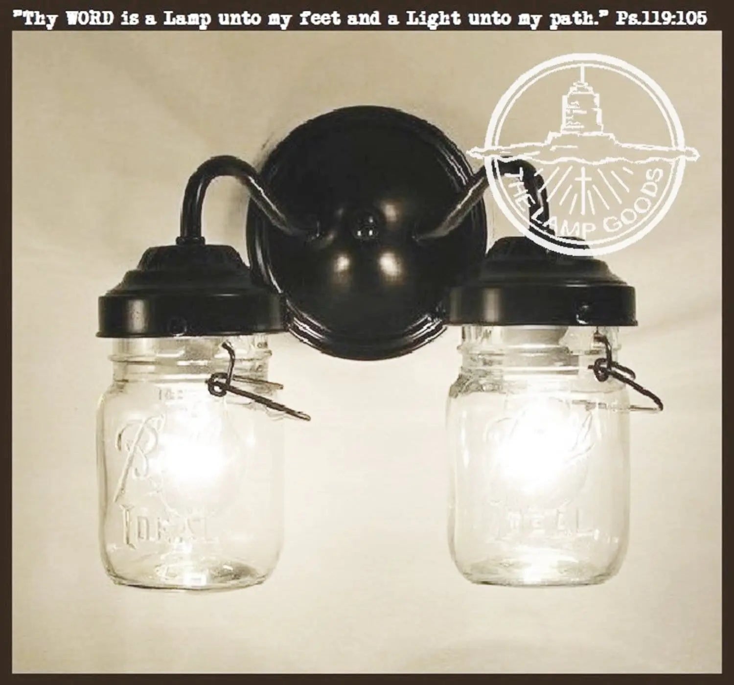 Mason JAR WALL LIGHT DOUBLE VINTAGE PINTS - The Lamp Goods