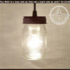Mason jar pint pendant light with dark brown metal lid; The Lamp Goods.

