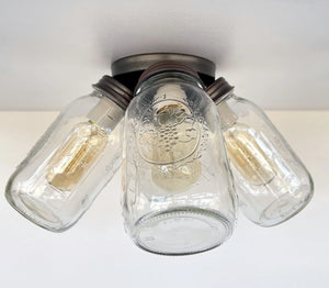 Mason Jar 4-Light Flush Mount NEW Quarts - The Lamp Goods