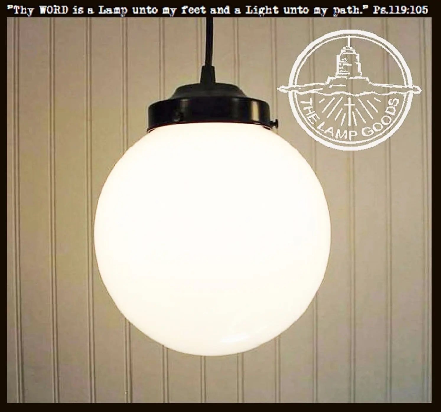 8" milk glass globe pendant light with black cord, perfect for adding vintage style to any room.
