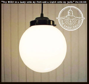 Winterport. Milk Glass PENDANT Light Large Globe - The Lamp Goods